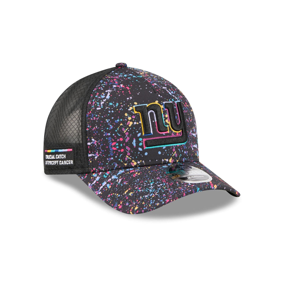 New York Giants 2025 Crucial Catch 9FORTY M-Crown A-Frame Trucker Hat