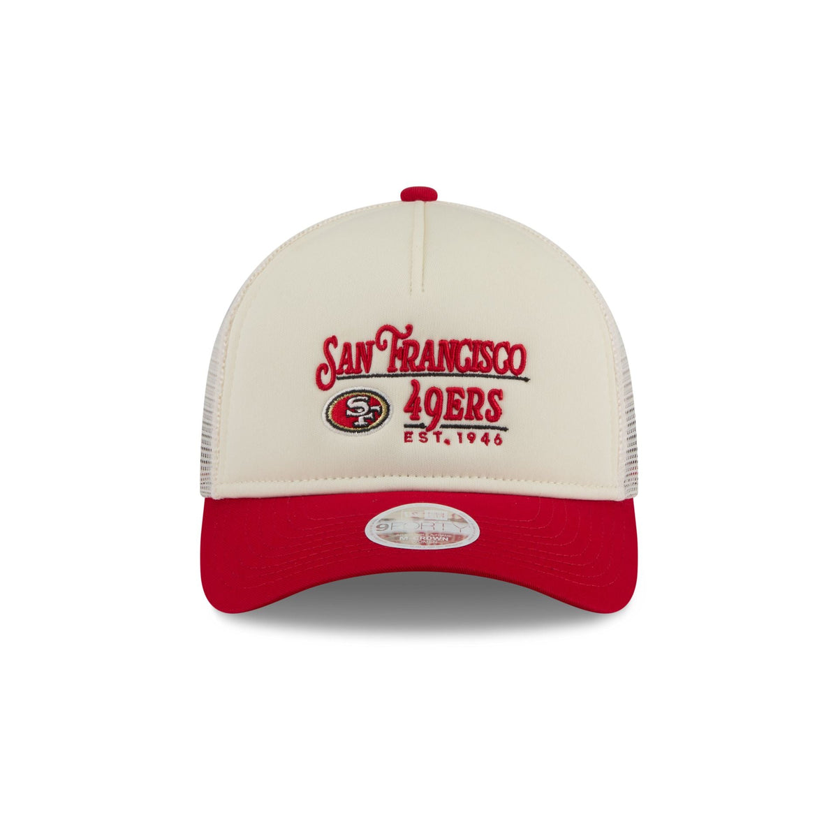 San Francisco 49ers Retro Chrome Women's White 9FORTY M-Crown A-Frame Trucker Hat